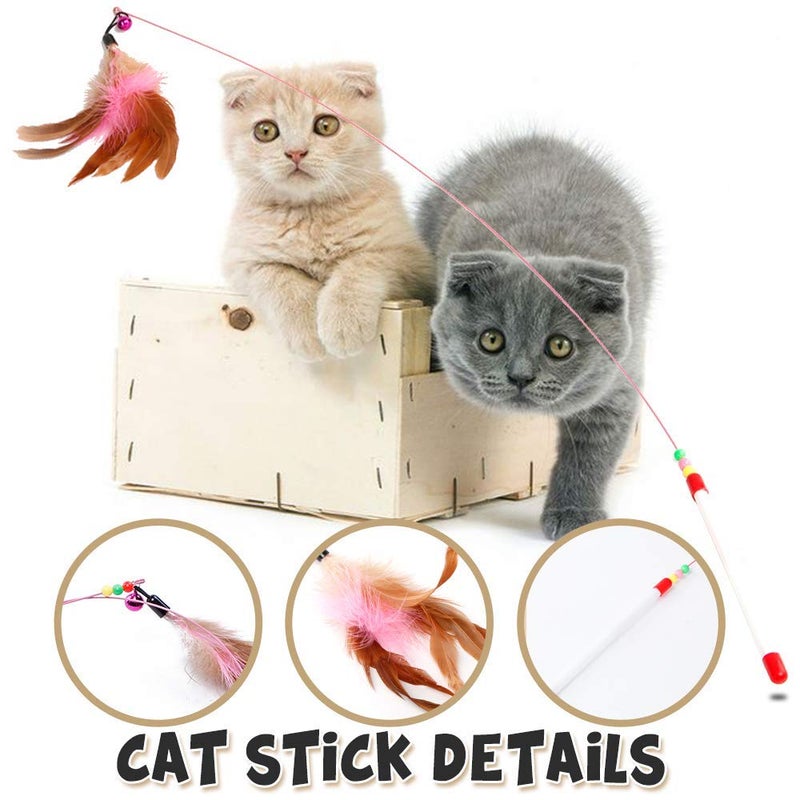 URBANMAC Rod Roped Teaser Toy Bell Dangler with Natural Feather for Pet 1 pc - Image 4