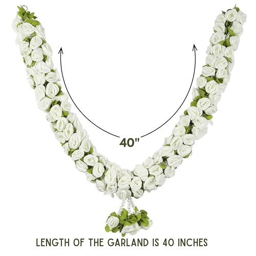 Daedal Crafters Flower Garland for Pooja Mandir Decoration, Hanging Mala for Photo Frame, Decorative Haar Mala for God Idols, Photo Frames of Loved Ones, Ancestors, Pitra & Pooja Room Décor (40 inch) - Image 4