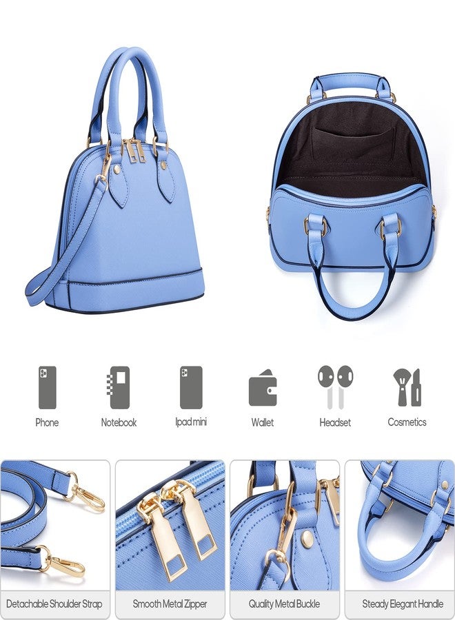 Bagsure مجموعة حقائب يد نسائية أنيقة مكونة من 4 قطع، تشمل حقائب كتف وحقائب حمل وحقائب كروس، هدية مثالية للسيدات والفتيات، لون أزرق، سعة 1.6 لتر - Image 3