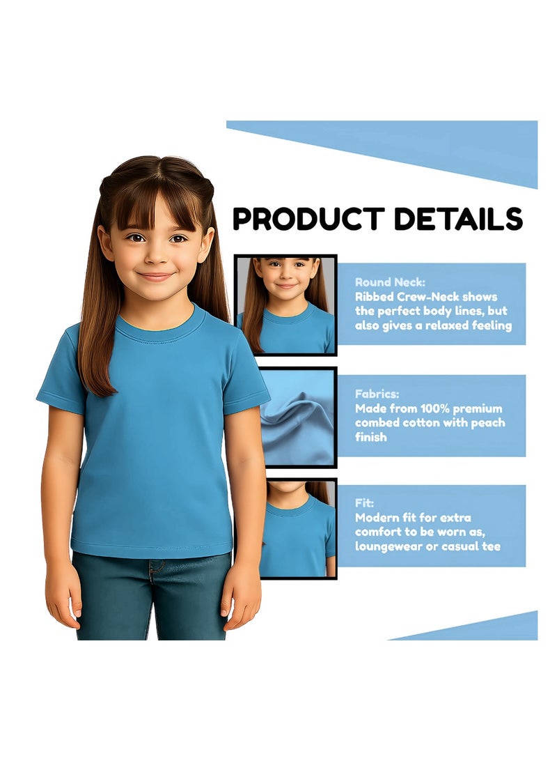 برينت شوب فور مي تي شيرت Printshop4me للأطفال برقبة دائرية للفتيات 170 جرامًا في المتر المربع من القطن الخالص الألوان الأساسية - Image 3