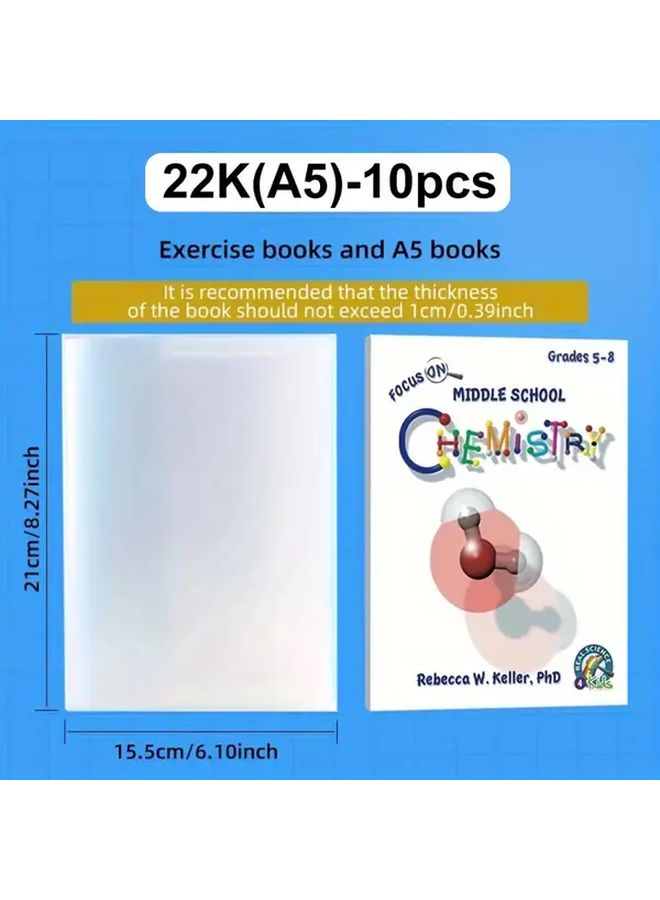 10 Pack PVC Self Adhesive Book Covers Transparent Durable Plastic Protectors With Index Tabs A5 22K Size Textbooks Journals School Supplies Office Home Use - Image 2