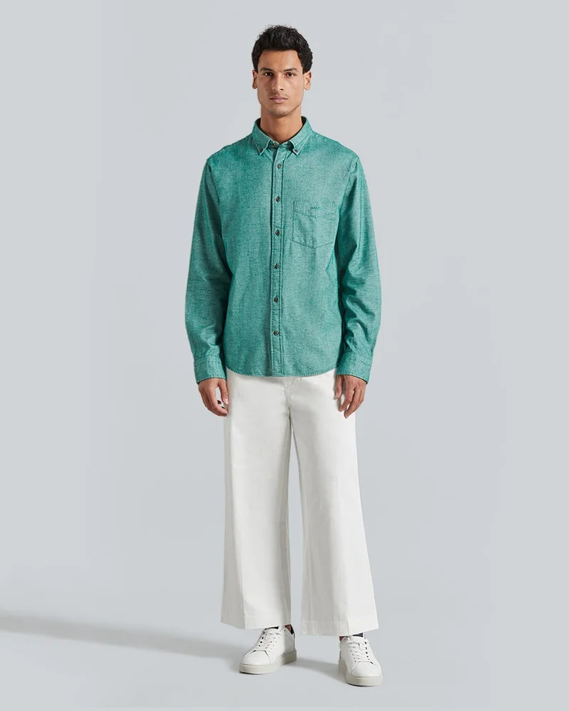 غانت قميص فلانيل غانت بنقشة شيفرون - قطن فلانيل بقصة عادية