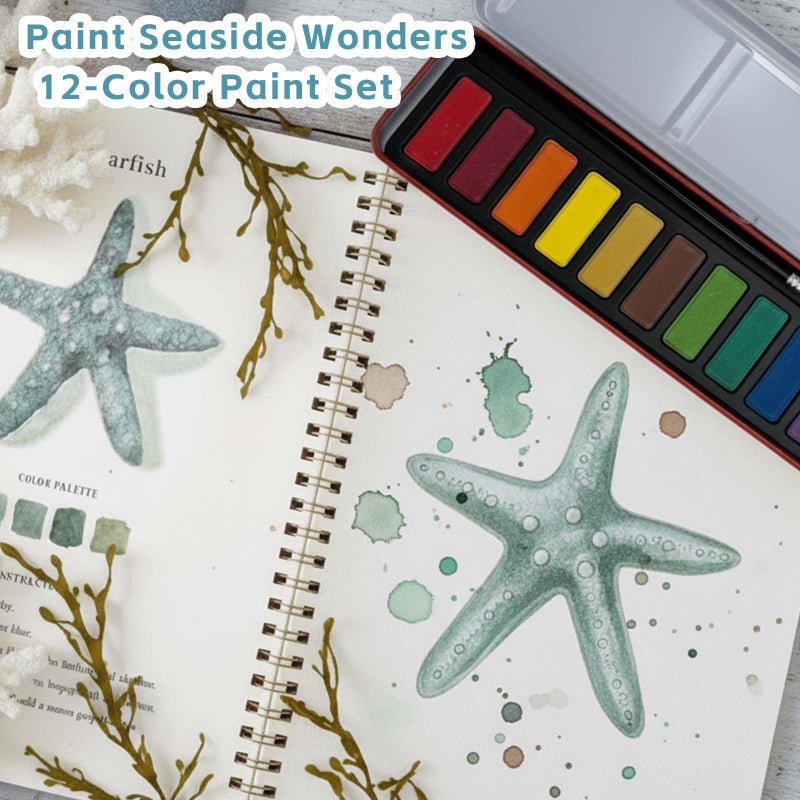 EVRSUWZ Watercolor Workbooks, Beginner Watercolor Painting Kit â€“ 12 Colors Paint Set with Brush â€“ Perfect for Gifting to Spark Creativity & Joy for Teens & Adultsï¼ˆFlowerï¼‰ - Image 4