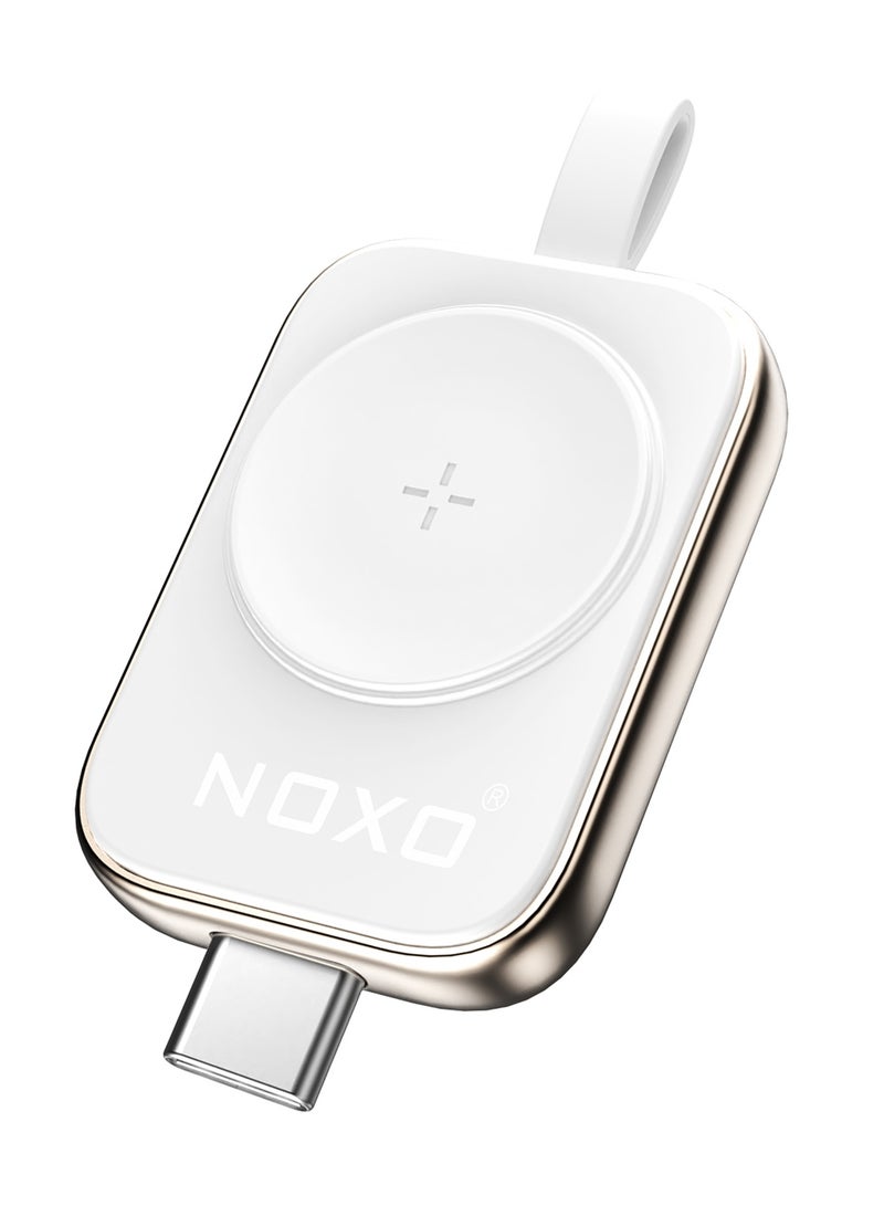 NOXO WCHN-1 M Magnetic Wireless Watch Charger – Portable USB-C Power for Apple Watch - White - Image 2