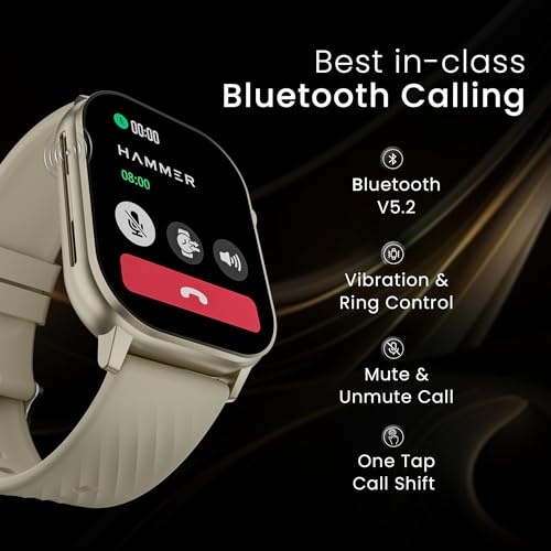HAMMER Arctic 2.04" Super AMOLED Smart Watch, Metallic Build, BT Calling, Always On Display, Rotating Crown, Split Screen, Health Tracking, Smart Watch for Men, Women, Girls, Boys (Champagne Gold) - Image 4