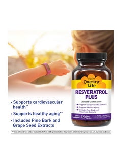 Country Life Resveratrol Plus Supports Cardiovascular Health 120 Vegan Capsules Certified Gluten Free Certified Vegan Nongmo Verified  - Image 5