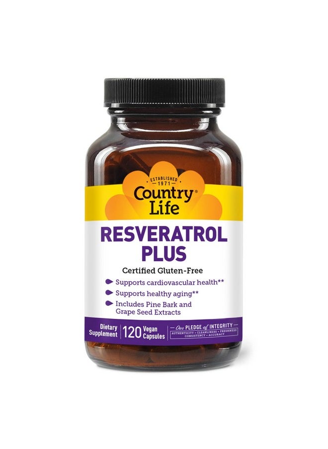 Country Life Resveratrol Plus Supports Cardiovascular Health 120 Vegan Capsules Certified Gluten Free Certified Vegan Nongmo Verified  - Image 2