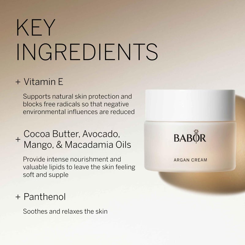 BABOR Argan Cream, Rich Moisturizer for Dry Skin, Infused with Lipids to Deeply Nourish, Enriched with Cocoa Butter to Provide Intense Hydration, Leaving Skin Soft & Supple, 1.7 oz - Image 3