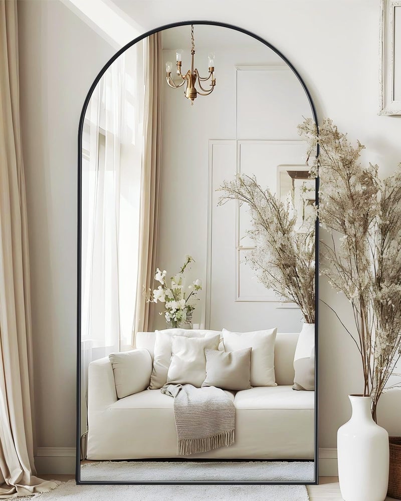 Antok Arched Full Length Mirror, 76"x34" Black Metal Frame Floor Mirror for Bedroom Living Room, Freestanding/Wall Mount/Leaning - Image 1
