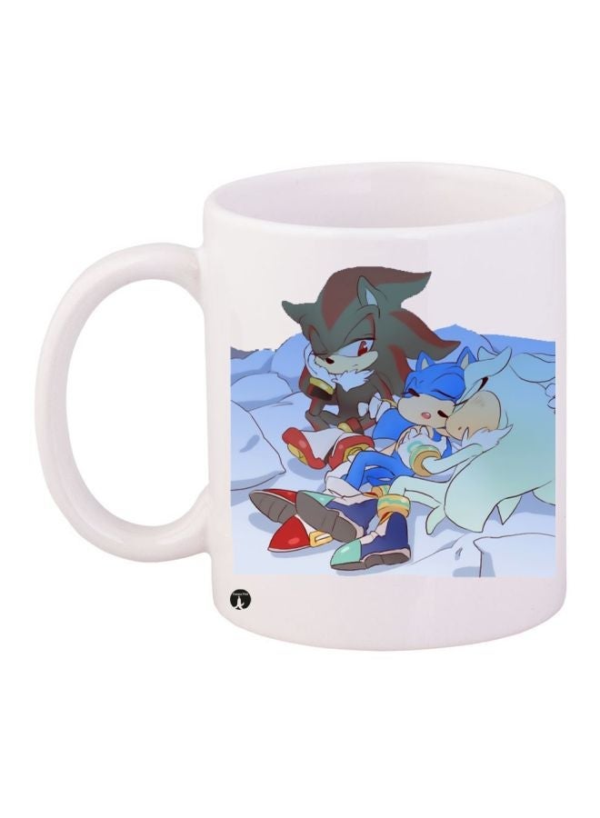 RYN Cartoon Printed Coffee Mug White/Blue/Red 11ounce