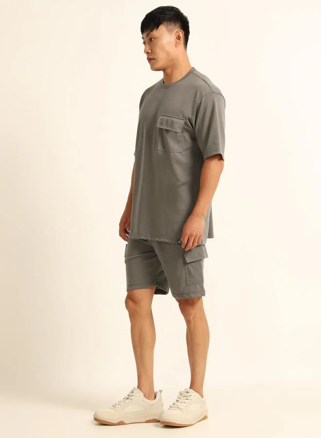 Bushirt Bushirt Men Drop-Shoulder Oversized T-Shirt and Shorts Set