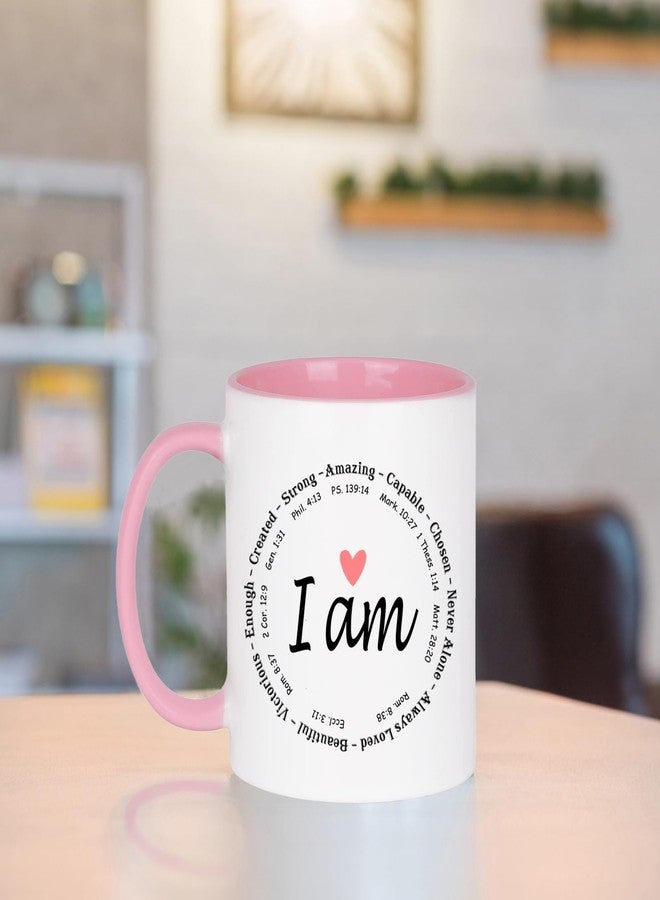WENSSY Christian I Am Coffee Mug 11 Ounce Pink - Religious Gifts for Women, Birthday, Catholic Bible, BFF Bestie, Inspirational Friends - Image 3