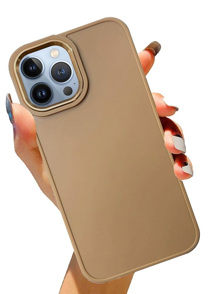 JOWAY iPhone 13 Pro Silicone Case Soft Ultra Slim Shockproof Back Cover 6.1 inch Brown - Image 4