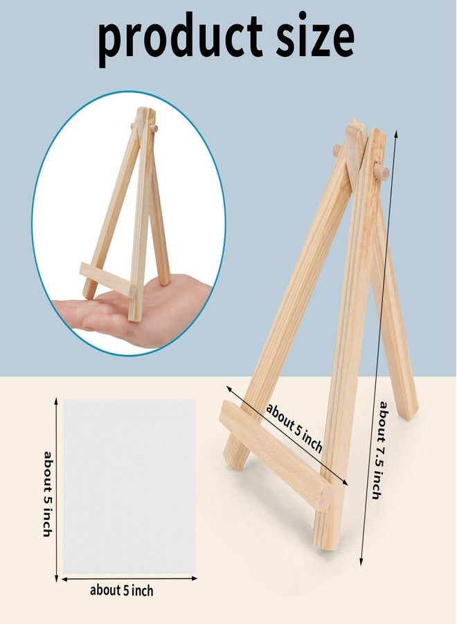 DODHEG 6 Pcs 5 Inch Canvases with 6 Pcs 7.5 Inch Easel Sets, Easel Stand and Painting Canvases for Painting, Crafts, Photos etc. - Image 2