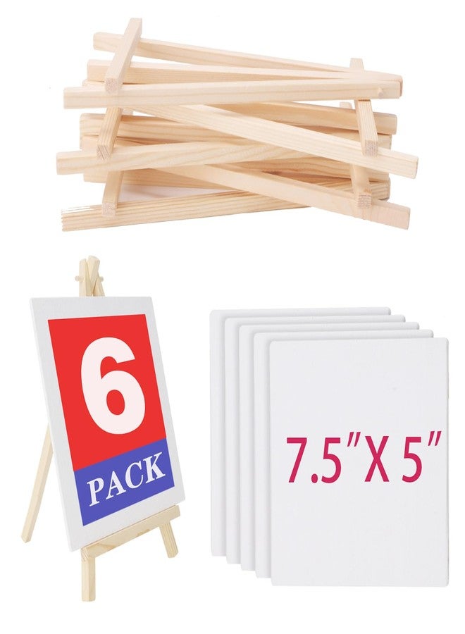 DODHEG 6 Pcs 5 Inch Canvases with 6 Pcs 7.5 Inch Easel Sets, Easel Stand and Painting Canvases for Painting, Crafts, Photos etc. - Image 1