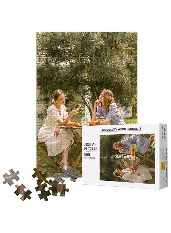 احجية مخصصة من الصور 35/120/200/300/500/1000 قطعة، احجية خشبية مخصصة كهدية للعائلة والزفاف واعياد الميلاد وعيد الحب والحيوانات الاليفة (مع صندوق) (500 عمودي) - Image 1