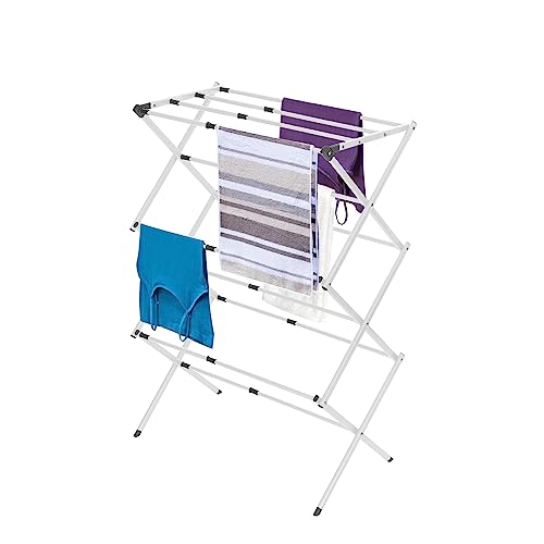 BLACK+DECKER BLACKDECKER 3 Tier Expandable Collapsing Foldable Laundry Rack for Air Drying Clothing Space Saving Heavy Duty Lightweight Metal Drying RackWhite - Image 1