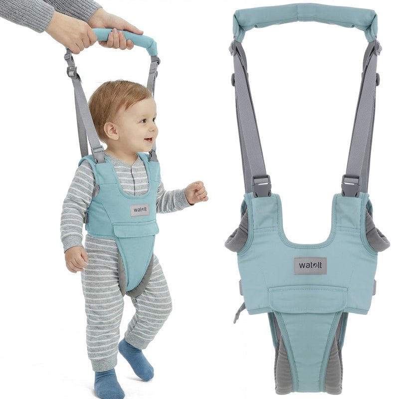Watolt Baby Walking Helper Harness - Help Toddlers Learn to Walk Stand Up with Adjustable Handheld Walker - Learning Assistance Safety Belt Harness Support for Babies 6 to 24 Months (Green) - Image 1