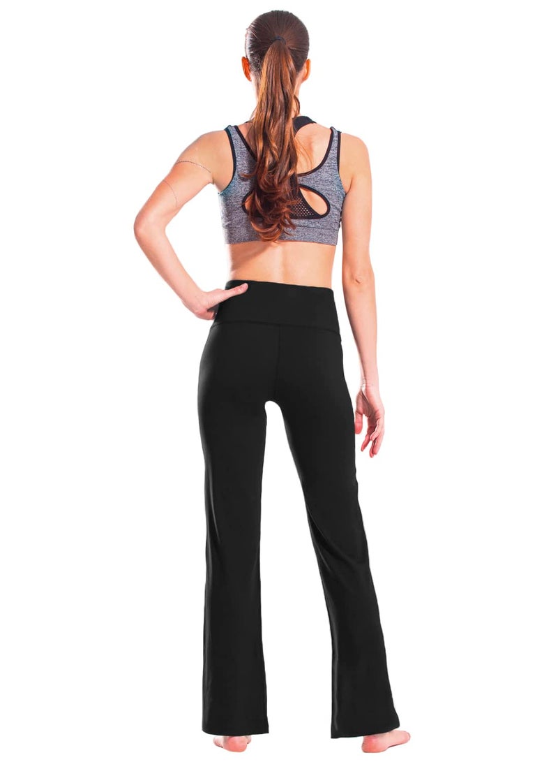 Safort 28" 30" 32" 34" Inseam Regular Tall High Waisted Bootcut Yoga Pants, 2 Pockets, Black, L - Image 2