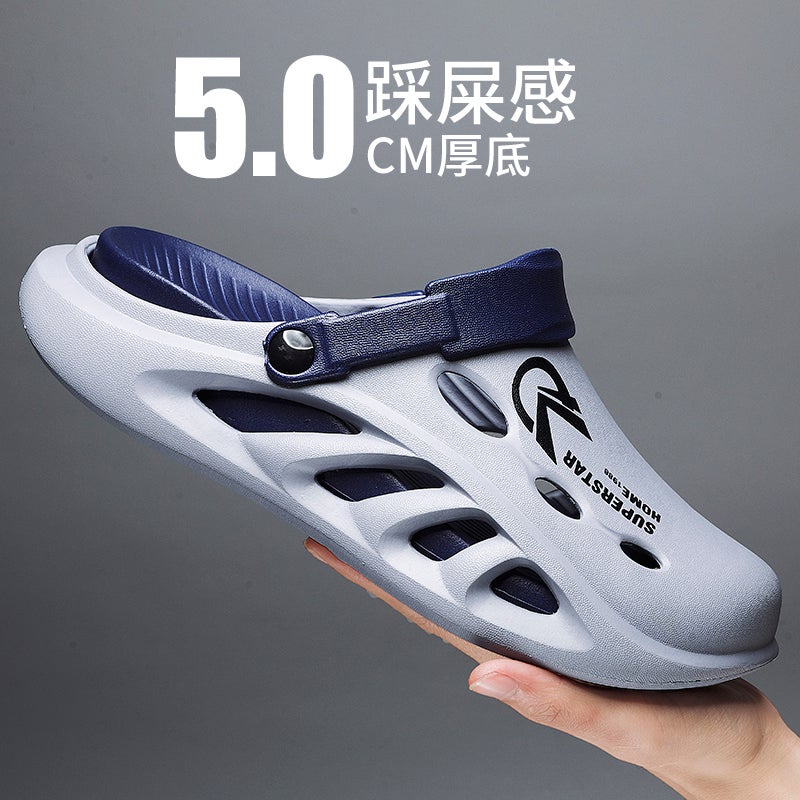 Hole Shoes Men'S Summer Outwear Sports Internet Celebrous Baotou Dual-Purpose Sandals Driving Slippers - Image 1