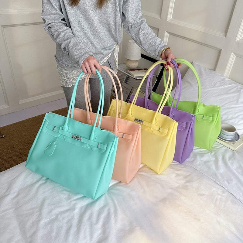 KiiKii Jelly Bag – Large Capacity Transparent PVC Handbag with Lock Buckle - Image 1