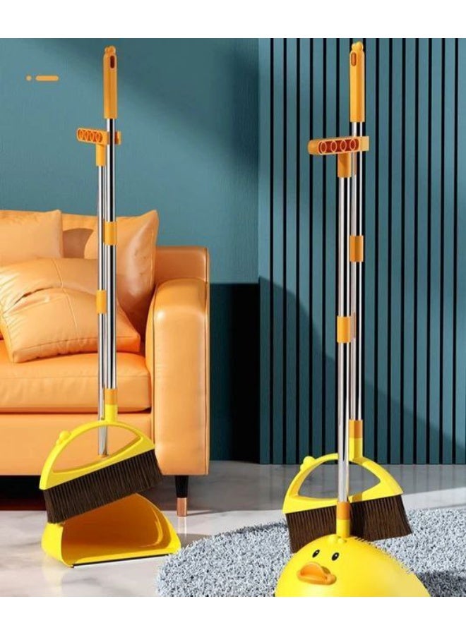 طقم مكنسة وجاروف بلاستيك بمقبض معدني – شعر ناعم لالتقاط الأتربة الدقيقة وسنون لتنظيف الفرشاة (C) - Image 2