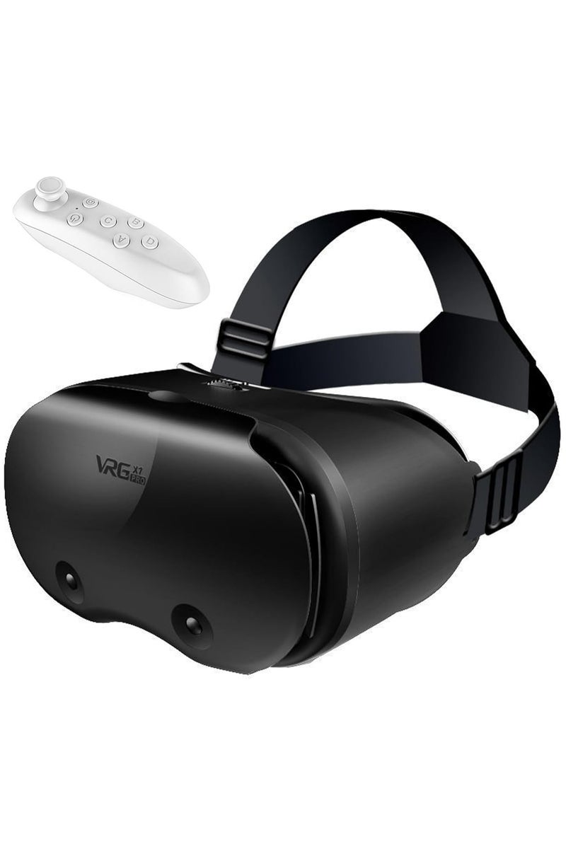 Virtual Reality Headset for Phone with Controller, 3D VR Glasses Adjustable VR Virtual Reality Goggles, Compatible 5-7 inch for iPhone & Android, for Movies Games(Black) - Image 1