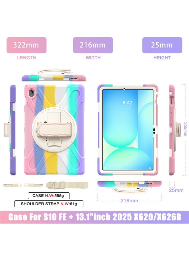general Heavy Duty Protective Case for Samsung Galaxy Tab S10 FE Plus 2025, Robust Rugged Case with 360° Rotating Hand Strap, Stand, Pen Holder  Adjustable Shoulder Strap, Children - Image 3