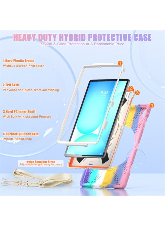 general Heavy Duty Protective Case for Samsung Galaxy Tab S10 FE Plus 2025, Robust Rugged Case with 360° Rotating Hand Strap, Stand, Pen Holder  Adjustable Shoulder Strap, Children - Image 4
