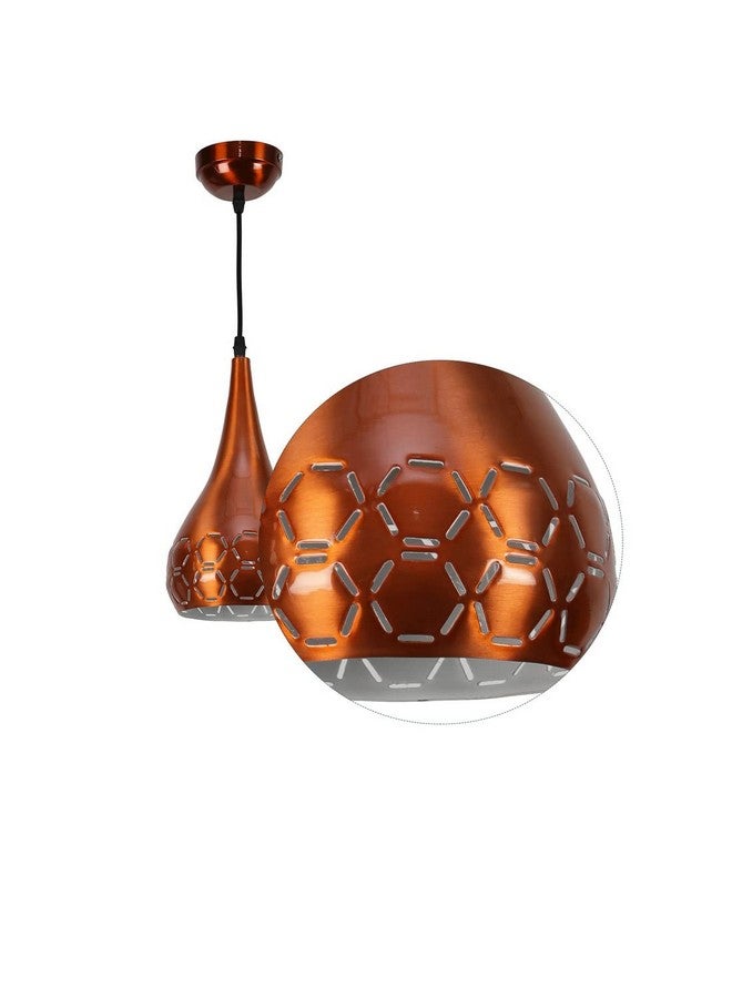DarkVision Industrial Copper Hanging Ceiling Lamp Elegant Metal Pendant Light with Artistic Cut Patterns Perfect for Modern Homes, Restaurants, Cafes, Galleries, and Indoor Spaces (with Bulb) - Image 5