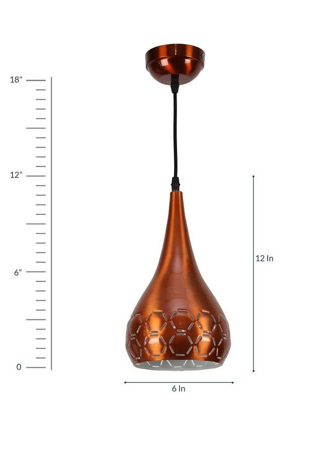 DarkVision Industrial Copper Hanging Ceiling Lamp Elegant Metal Pendant Light with Artistic Cut Patterns Perfect for Modern Homes, Restaurants, Cafes, Galleries, and Indoor Spaces (with Bulb) - Image 4