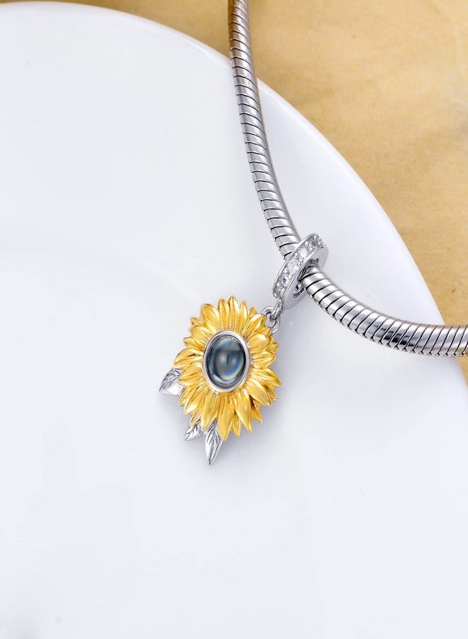 LONAGO Sunflower Charm with I Love You in 100 Languages Projection Sunflower Charm for Bracelet Gift for Women - Image 2