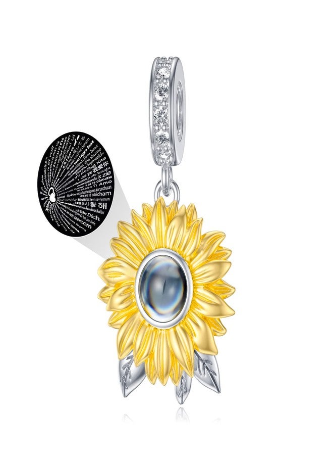 LONAGO Sunflower Charm with I Love You in 100 Languages Projection Sunflower Charm for Bracelet Gift for Women - Image 1