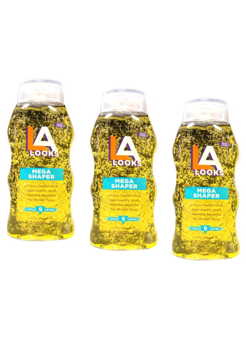 la looks La Looks Gel #9 Mega Mega 20 Ounce (Yellow) (591ml) (3 Pack) 