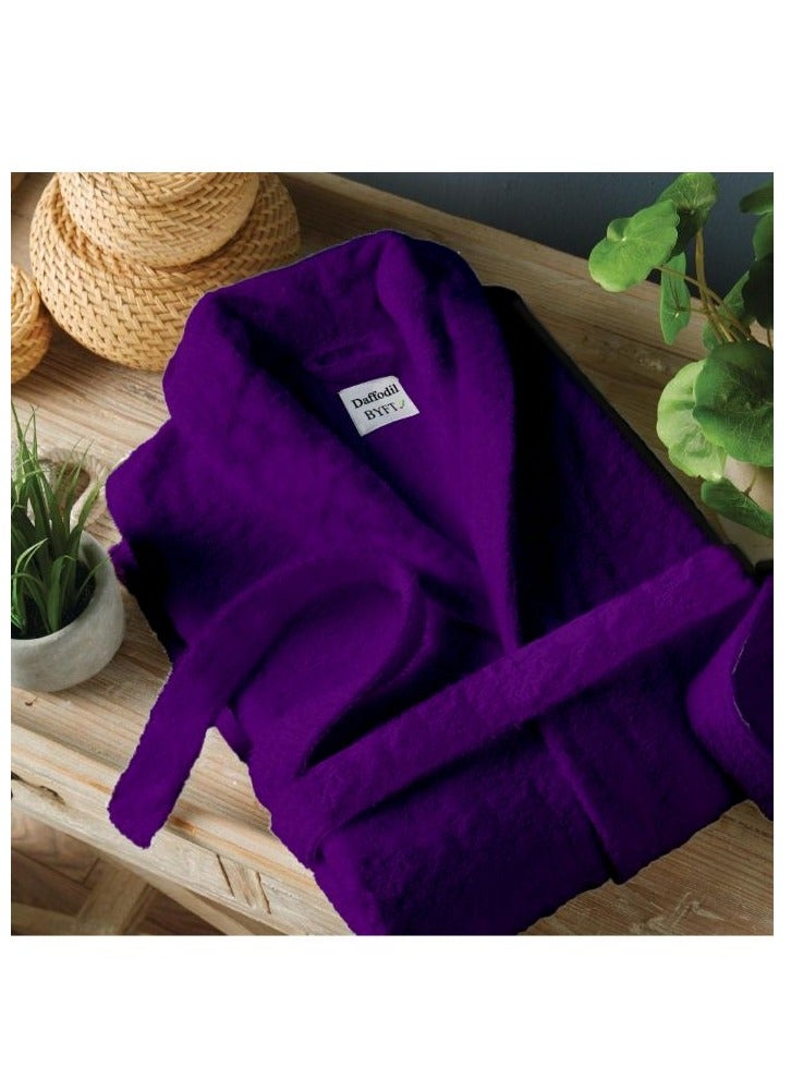 BYFT Daffodil (Purple) Premium Unisex Bathrobe, 100% Terry Cotton, Highly Absorbent and Quick dry, Hotel and Spa Quality Bathrobe for Men and Women-400 Gsm - Image 1