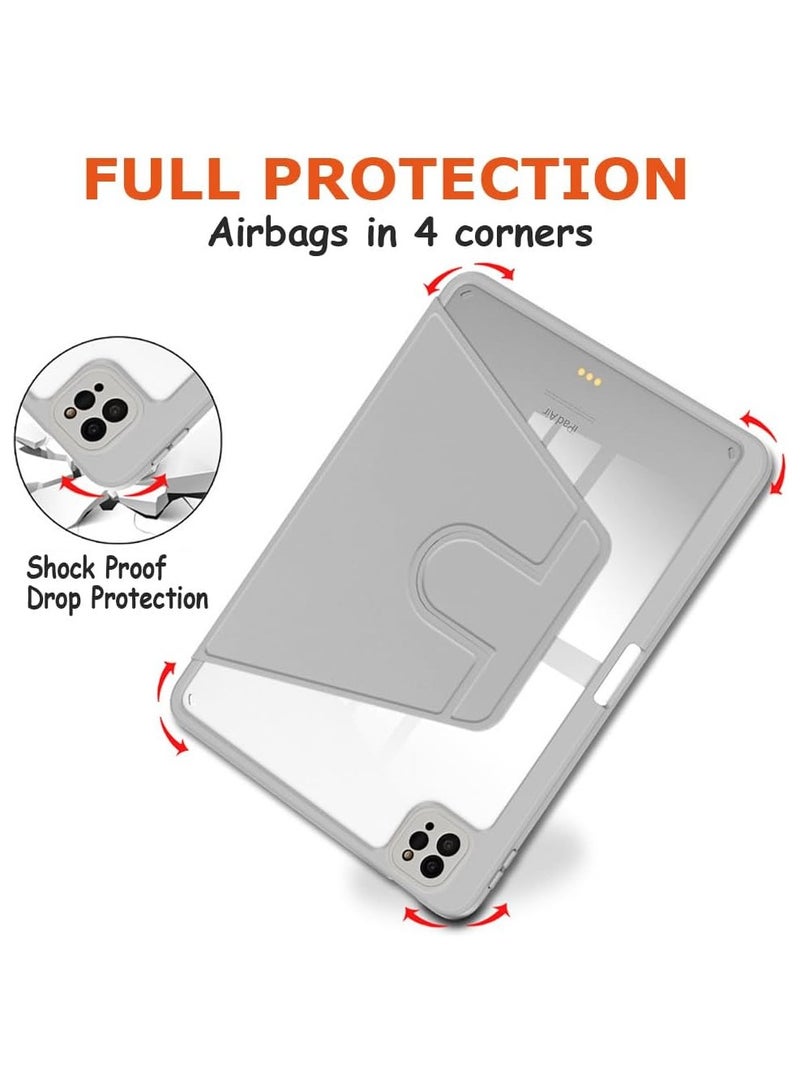 DUSALA Rotating Case for iPad Pro 12.9-Inch (2020), with Pencil Holder,360 Degree Rotation Protective Stand Slim Cover Clear Back, Auto Wake/Sleep (iPad Pro 12.9) - Image 4