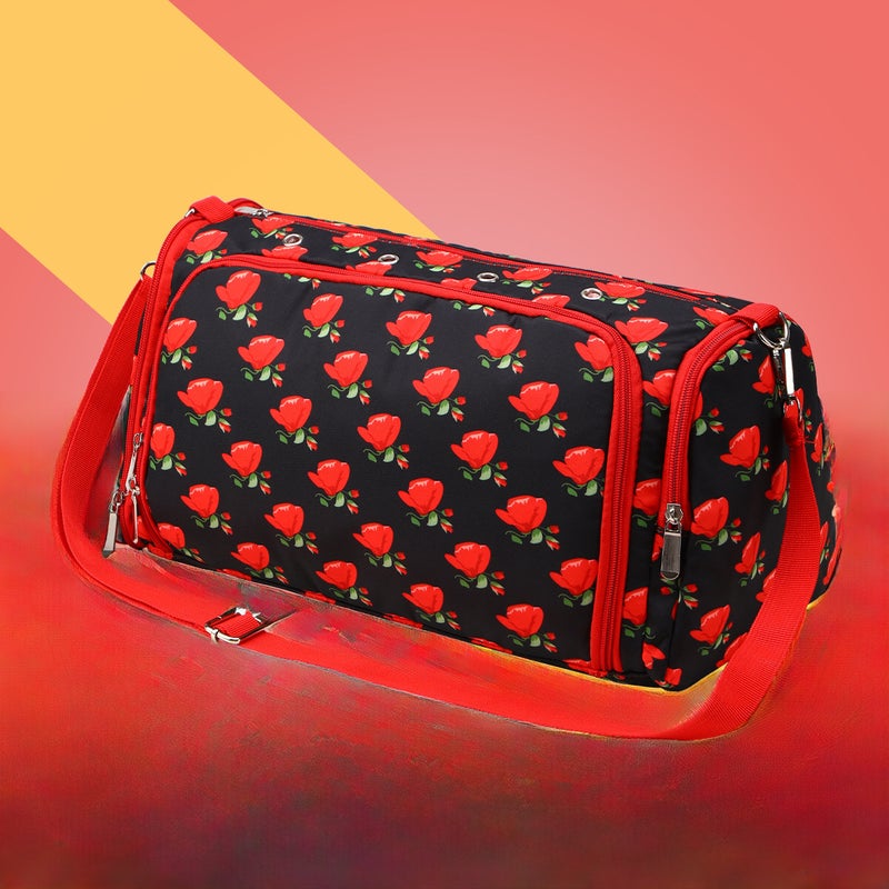 Multifunctional Knitting Organizer Crossbody Bag Enchanting Rose