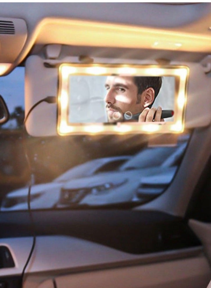 MUNTAQI Car Sun Visor Lighted Vanity Mirror Car Vanity Mirror with Light 60 LED, Dimmable Sun Visor Mirror with Touch Screen, Clip-On Vanity Mirror for Women and Men - Image 1