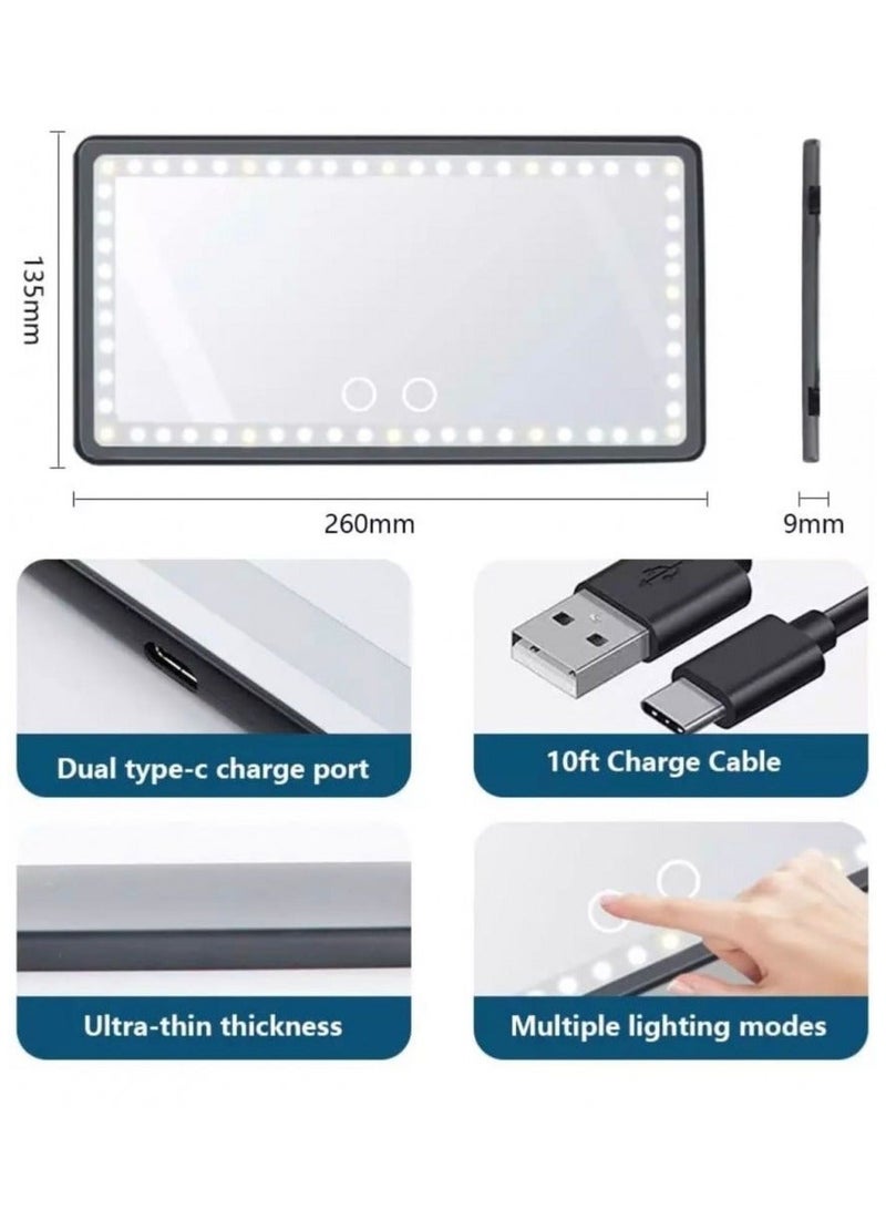 MUNTAQI Car Sun Visor Lighted Vanity Mirror Car Vanity Mirror with Light 60 LED, Dimmable Sun Visor Mirror with Touch Screen, Clip-On Vanity Mirror for Women and Men - Image 4