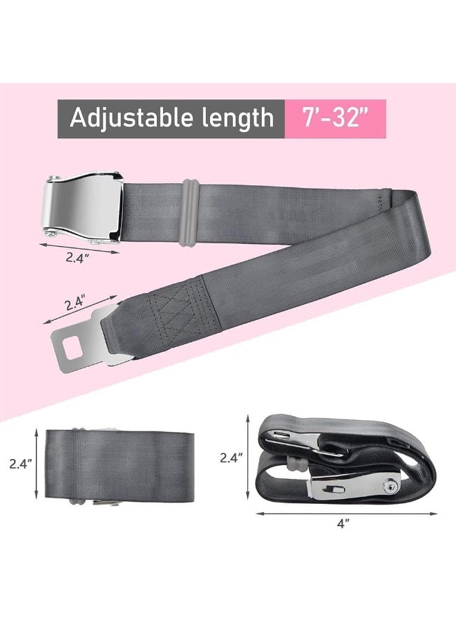 Peachjoy Seat Belt Extender of Airplane and Car, Adjustable 7-32" Seatbelt Extender with Carry Case and Luggage Tag Suitable for All of Airlines Except Southwest (Grey, Adjustable 7-32") - Image 2
