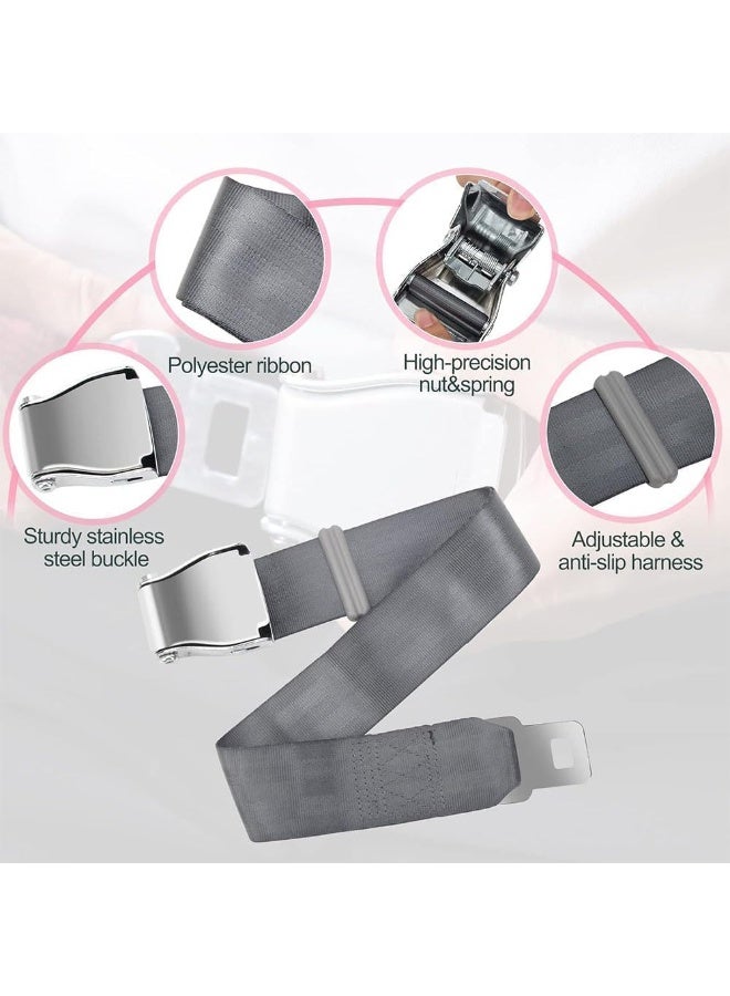 Peachjoy Seat Belt Extender of Airplane and Car, Adjustable 7-32" Seatbelt Extender with Carry Case and Luggage Tag Suitable for All of Airlines Except Southwest (Grey, Adjustable 7-32") - Image 3