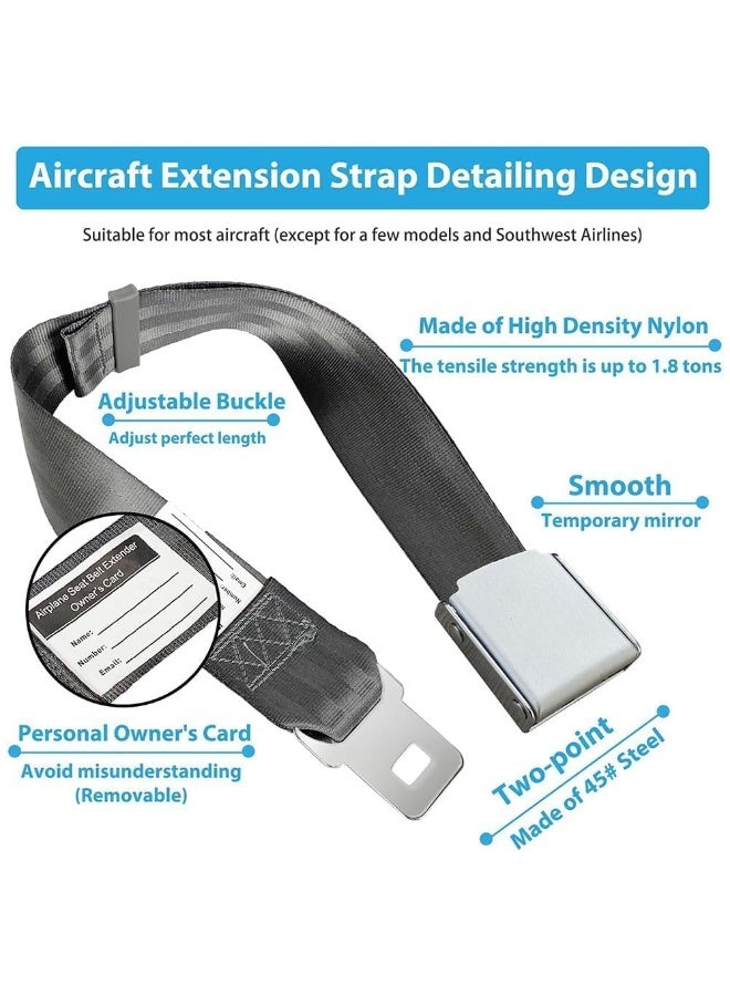 Peachjoy Seat Belt Extender of Airplane and Car, Adjustable 7-32" Seatbelt Extender with Carry Case and Luggage Tag Suitable for All of Airlines Except Southwest (Grey, Adjustable 7-32") - Image 5