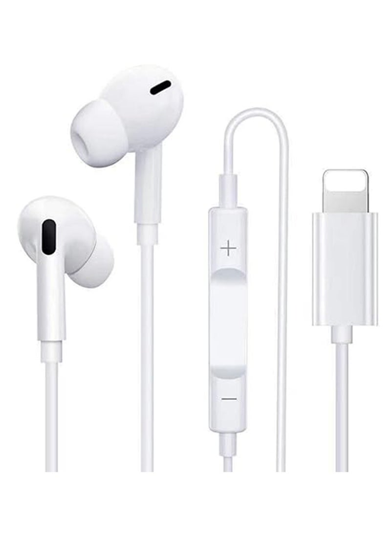 iPhone Earphones, Wired Earphones with Lighting Connector (Built-in Microphone and Volume Control), Noise Cancelling Earphones for iPhone 14/14 Pro/13/12/11/XR/XS/X/8/7, White, - Image 1