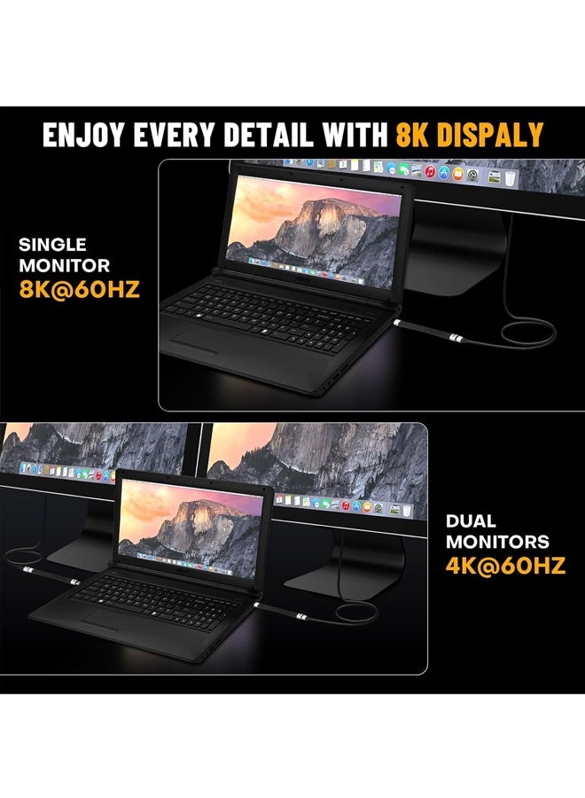 كابل USB قصير من النوع C، يدعم الشحن السريع PD بقدرة 240 واط، مزود بمشبك سلسلة مفاتيح، يدعم USB 4.0 بسرعة 40 جيجابت في الثانية، يدعم دقة 8K ومعدل تحديث 60 هرتز، متوافق مع أجهزة MacBook وAndroid Auto ووحدات التخزين الخارجية SSD من النوع C (أسود) - Image 4