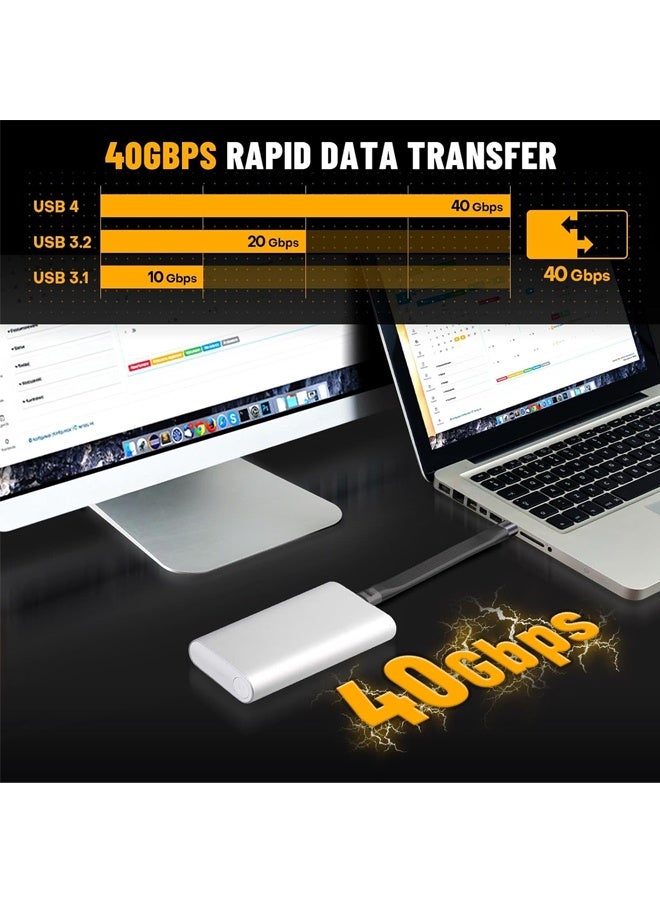 كابل USB قصير من النوع C، يدعم الشحن السريع PD بقدرة 240 واط، مزود بمشبك سلسلة مفاتيح، يدعم USB 4.0 بسرعة 40 جيجابت في الثانية، يدعم دقة 8K ومعدل تحديث 60 هرتز، متوافق مع أجهزة MacBook وAndroid Auto ووحدات التخزين الخارجية SSD من النوع C (أسود) - Image 3