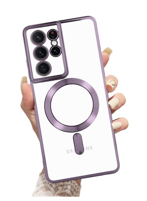 Samsung Galaxy S21 Ultra Case Magsafe Case Support Wireless Charging Electroplated S21 Ultra Case Soft TPU Shockproof Camera Lens Protective Case for Samsung Galaxy S21 Ultra