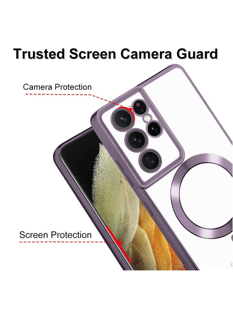 BORTONY - Samsung Galaxy S21 Ultra Case Magsafe Case Support Wireless Charging Electroplated S21 Ultra Case Soft TPU Shockproof Camera Lens Protective Case for Samsung Galaxy S21 Ultra - Image 1