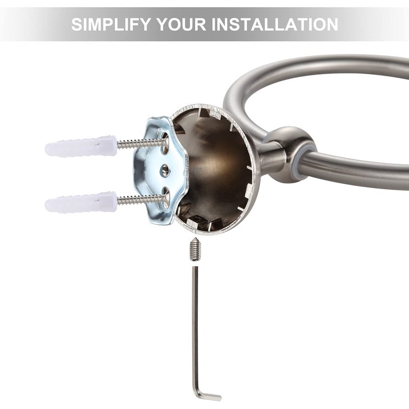 BGL Wall Mounted Classical Design Round Towel Ring for Bathroom (Brush Nickel) - Image 4