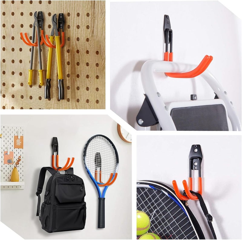 GeeWatom Garage Storage Utility Hooks，Garage Garden Tool Organizer，Steel Wall Mount Hooks, Large Garden U Hooks （2 Pack） (Type-2-Orange) - Image 4
