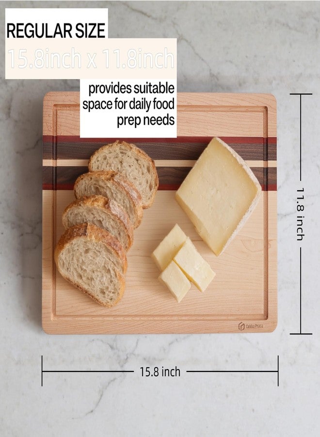 Cokka Praca Maple Cutting Board | Hard Wood Cutting Board for Kitchen | Wooden Serving Board with Holder | Made of Maple/Black Walnut/Rosewood | Striking Visual Wood Grain | Charcuterie Board - Image 3